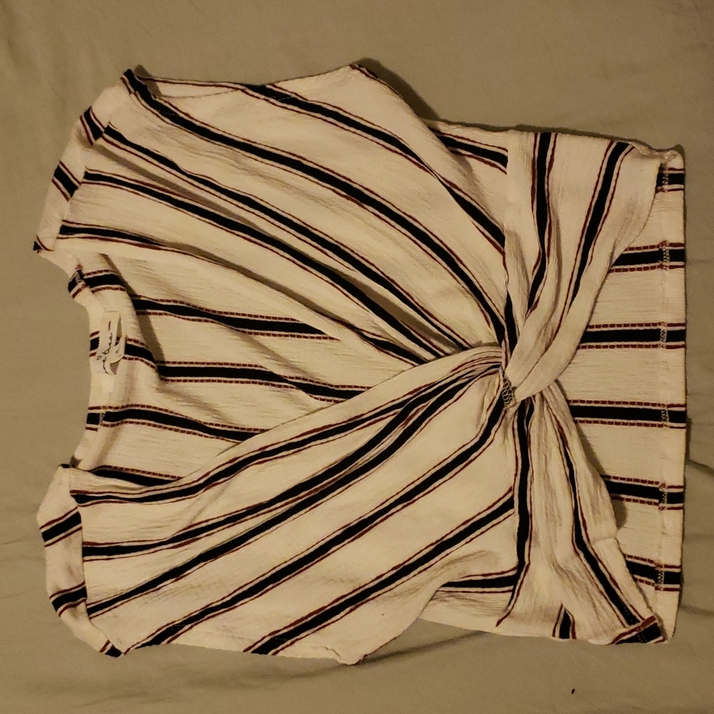 Cropped dress top white with blue and red strips